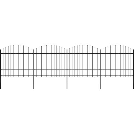 Clôture de jardin avec pointe de lance, acier, 714,5 x 175 cm, noire