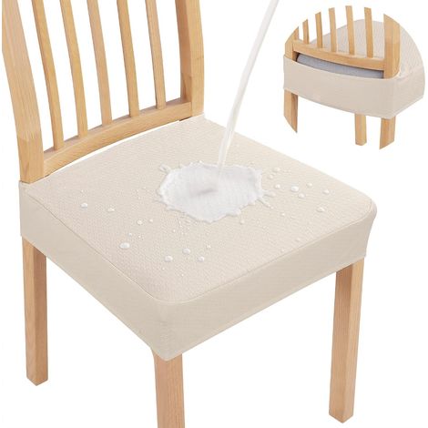 Fundas impermeables para sillas de comedor - Juego de 2, color beige - Protege y realza el aspecto de tus sillas de comedor. (1/4)