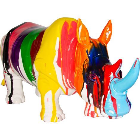 Dekorative Nashornfigur Kuatéh aus Polyresin 54x18x24 cm Mehrfarbig