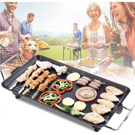 Gril en fonte 1350W, plaque chauffante antiadhésive, gril BBQ, gril électrique, plateau