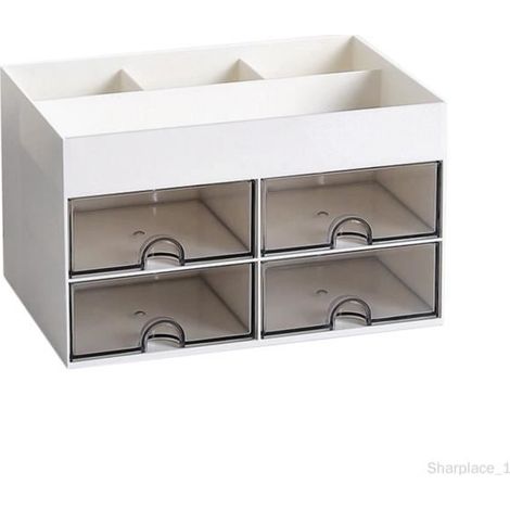 1 Organisateur de bureau, Conteneur de stockage, Tiroir cosmétique, Matériau PP, Pour fournitures scolaires et bureau (1/4)