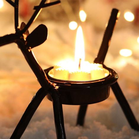 Support À Bougie En Bois - Cerf - Décoration De Noël - Pour Intérieur - 1 Pièce (1/5)