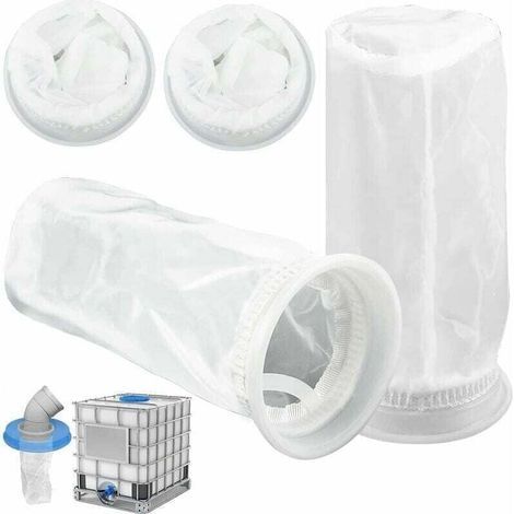Lot de 4 filtres en nylon pour cuves IBC de 1000 litres destinées à la récupération d'eau de pluie. Filtre en nylon avec raccord pour couvercle de cuve IBC. (1/4)