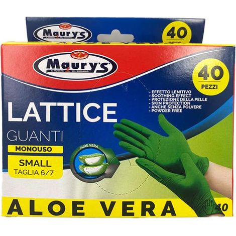 MAURY'S GUANTI LATTICE SUPER PESANTI 40 PZ TAGLIA S - 6/7 ALOE VERA