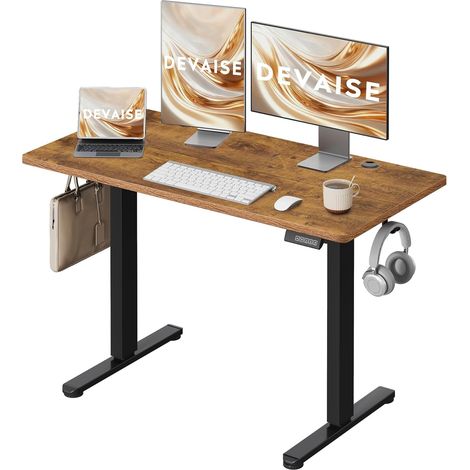 Irovami Bureau assis-debout électrique 120×60 cm – Moteur silencieux, 3 mémoires, réglage 72-118 cm, charge 80 kg – Brun