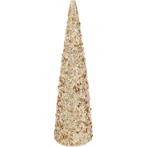 Cône Déco "Sequins" 56cm Doré (1/3)