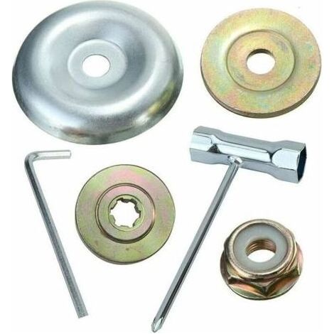 Kit de 6 écrous universels pour têtes de débroussailleuses thermiques, compatible avec Stihl, Echo et Ryobi. Kit de fixation d'écrou de lame avec boîte de vitesses universelle et plaque de la (1/4)