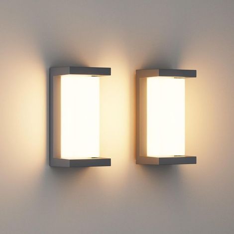 Applique murale d'extérieur LED 18 W (2 pièces), 3000 K, étanche IP65, rectangulaire et moderne, idéale pour l'intérieur, l'extérieur, le jardin et autres espaces. Noire [Classe énergétique A] (1/5)