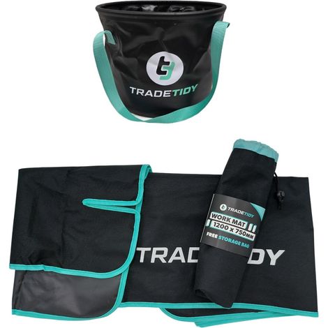 Tradetidy Small Waterproof Antislip Work Mat + Collapsible Bucket 20L