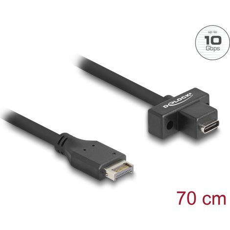 Cable USB 10 Gbps tipo E Key A macho de 20 pines para USB Type-Câ¢ panel de montaje hembra de 70 cm