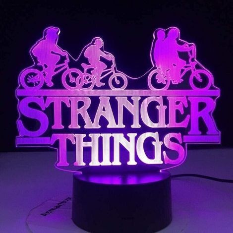 Lampada da comodino Stranger Things con effetto 3D e 16 colori cangianti, ideale per decorare la cameretta di un bambino (o di una bambina) o di un neonato. (1/5)
