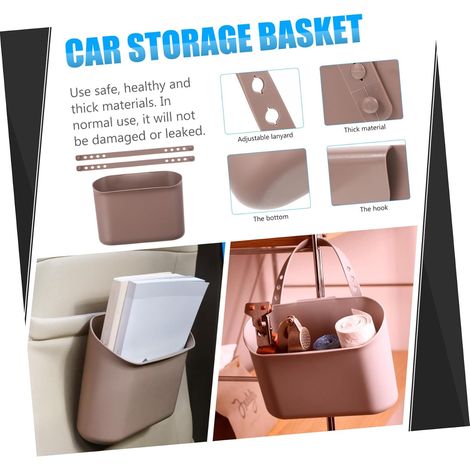 Poubelle de Voiture Suspendue Arrière Panier de Rangement et Pratique pour Déchets Boîte de Stockage pour Coffre Poubelle Portable pour Voiture Accessoire Auto Robuste et (1/4)