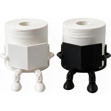 2 porte-papier décoratifs - noir - robot - pour salle de bain (1/5)