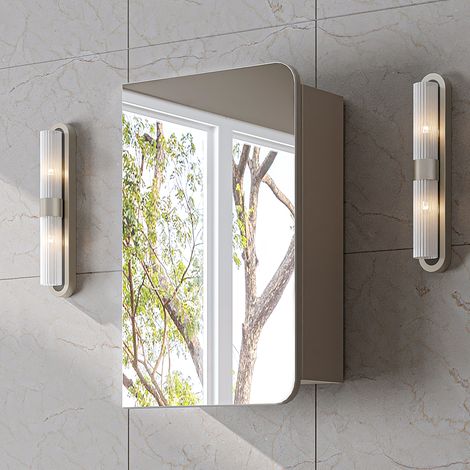 Roomart LYCIA-60 Spiegelschrank Bad 45 cm breit, Beige