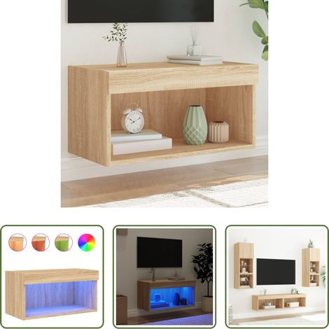 LED-Leuchten - TV-Schrank mit LED-Leuchten Sonoma-Eiche 60x30x30 cm (1/5)
