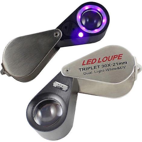 Präzisionslupe (10/20/30x) für Schmuck, UV-LED-Licht, 21-mm-achromatische Triplettlinse (1/5)