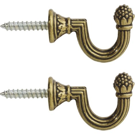 Cyclingcolors – Lot de 2 crochets de fixation en laiton patiné verni 35mm – Vis acier pour meubles anciens – Style Louis XVI – Gond mural décoratif