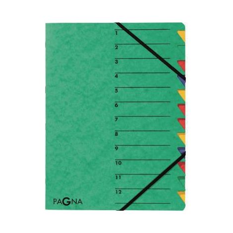 Ordnungsmappe EASY DIN A4 225g/m² Pressspankarton Farbe: grün Farbe des Fächerblocks: mehrfarbig 12 Fächer (1/4)