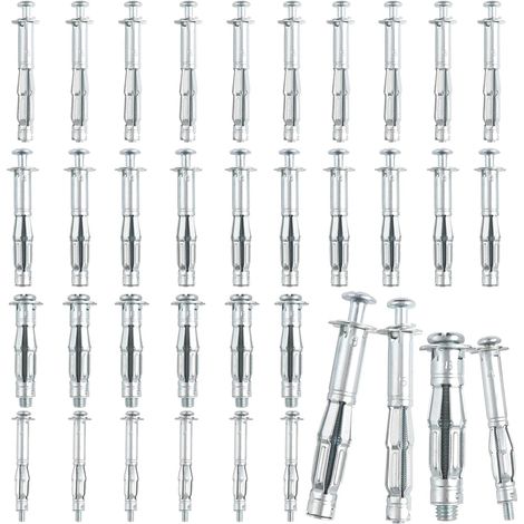 40 Pièces M4 M5 M6 M8 Chevilles Placoplatre Métalliques à Expansion Chevilles Pour Placoplatre Autoperceuses Avec Vis pour la Fixation Dans le Béton Plaques de Plâtre (1/5)