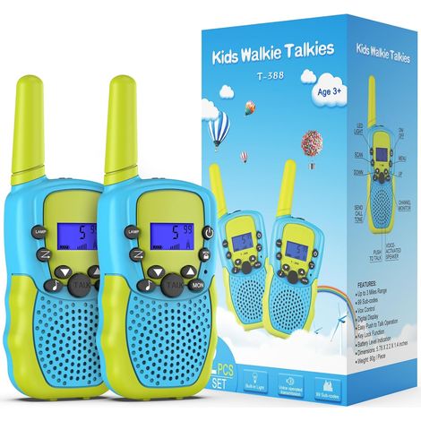 Talkie-walkie pour enfants, radio bidirectionnelle 8 canaux avec fonction VOX et lampe torche LED, portée de 4,8 km pour les aventures en plein air et le camping (bleu-vert)-AquaForge (1/5)