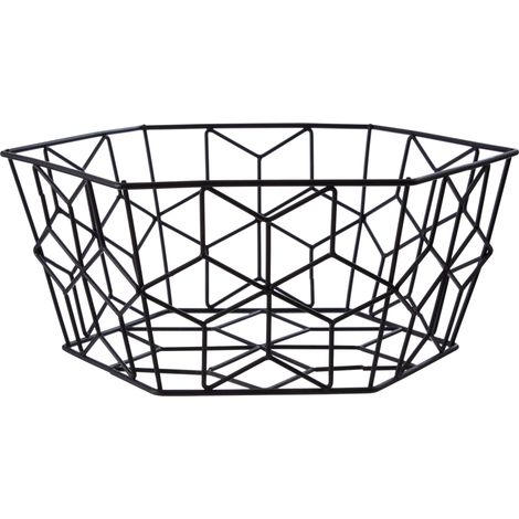 Premier Housewares Geometric Contour Black Fruit Basket Metal Wire Fruit Baskets for Kitchen Countertop Fruit Display And Storage w28 x d28 x h13cm (1/2)