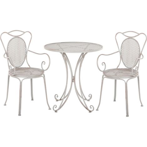 Set da Esterno 3 pezzi Tavolino 2 Sedile in ferro Grigio Shabby Chic Cilento