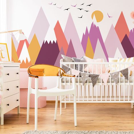 Stickers muraux enfants - Décoration chambre bébé - Autocollant Sticker mural géant enfant montagnes scandinaves HIMKA - 60x90cm (1/5)