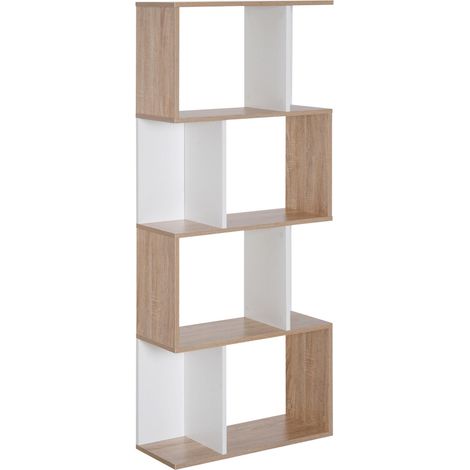 Bibliothèque / Étagère de bureau – Design moderne en bois – 4 niveaux – 60 × 24 × 148 cm