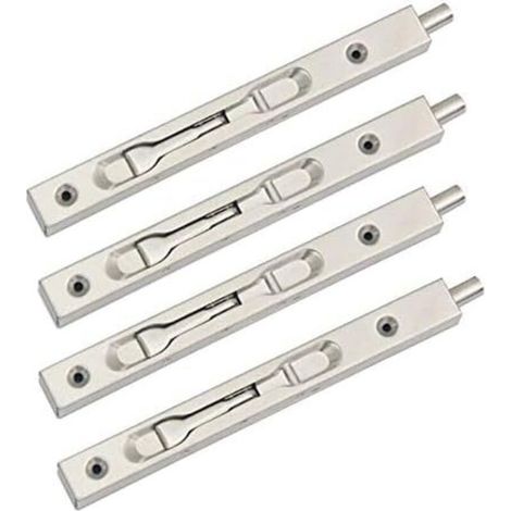 Set di 4 (2 coppie) chiavistelli a scomparsa per porte scorrevoli con leva di sicurezza in acciaio inox spazzolato, lunghezza 22 cm