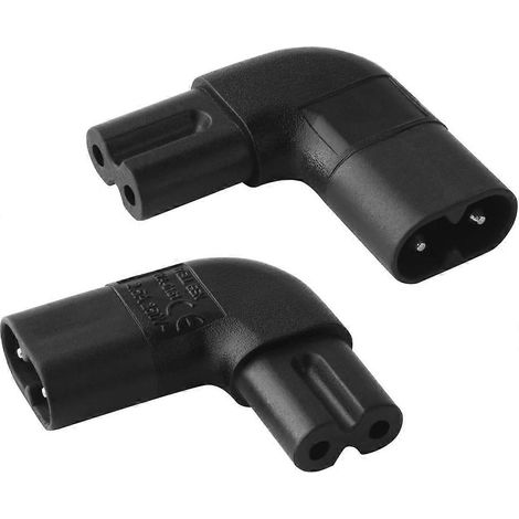 Adaptateur secteur coudé LBSC IEC320 C7-C8, adaptateur secteur vertical à 90° IEC 320 C7-C8, forme en 8 M (1/4)