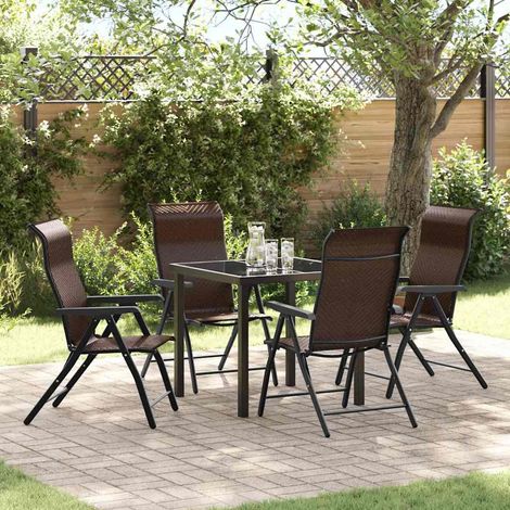 Garten Essgruppe 5 pcs Braun Pulverbeschichteter Stahl (1/5)