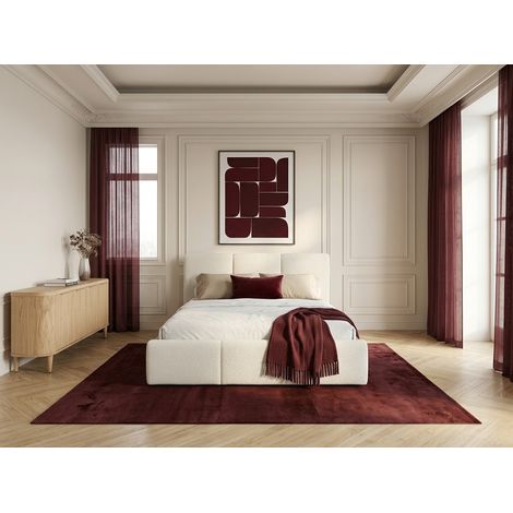 BOBOCHIC - Lit coffre ELYA tissu bouclette  140x190 Bois clair (1/5)