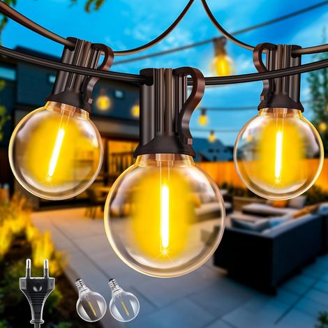 Guirlande Lumineuse Exterieure Guinguette 10M - Extérieur Lumières Exterieur Ampoule LED Lumiere Guirlandes Lumineuses Terrasse Jardin Electrique Girlandes d'extérieur Interieur Lumière Balcon Lampe