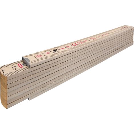 STABILA Holz-Gliedermaßstab Type 407 N, 2 m, naturfarben, metrische Skala, mit Winkelschema, PEFC-zertifiziert