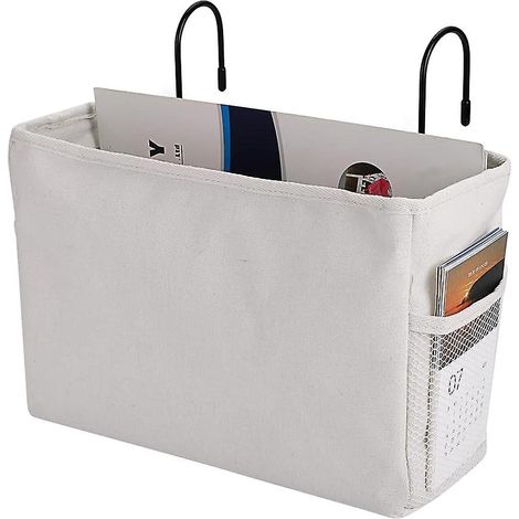Panier de rangement suspendu blanc pour lit, bureau, maison, école ou chambre d'étudiant (1/5)