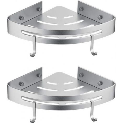 Corner Shower Shelf - 2 Pieces - No Drilling - No Drilling Bathroom Shelf, Shower Storage Basket, Aluminum Wall Mounted Adhesive Shower Caddy, Shampoo Organizer (Triangle)