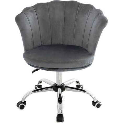 Adjustable Velvet Office Chair with Handle and Universal Wheels-Grey (1/2)