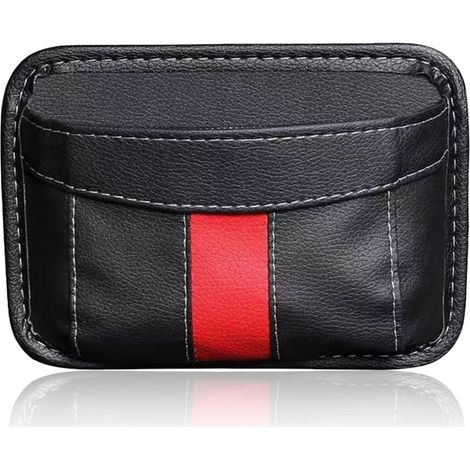 Organiseur latéral de siège auto, mini organiseur en cuir, poche de rangement latérale pour organiser documents, dossiers, téléphones, clés, pièces de monnaie (noir) (1/5)