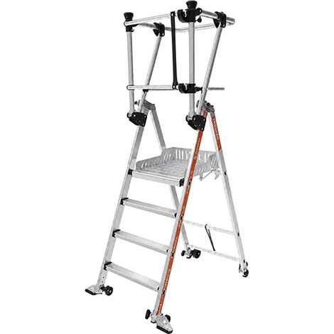 Escabeau pliant 4 marches - Hauteur max. de travail 2.90m - 2274304-R (1/5)