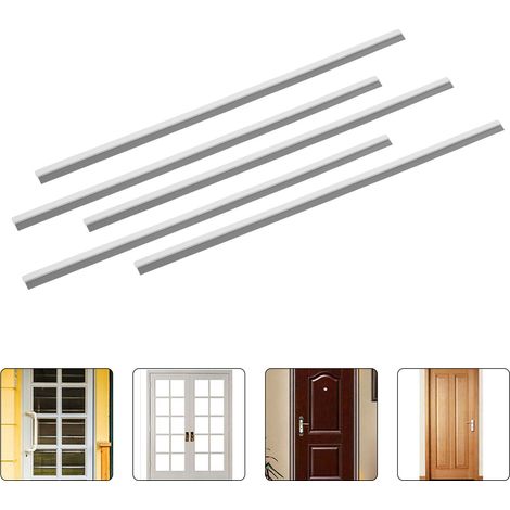 Joint d'étanchéité inférieur de porte en PVC, résistant aux intempéries, aux insectes et insonorisé, gris-blanc, pour fenêtres et portes. (1/5)
