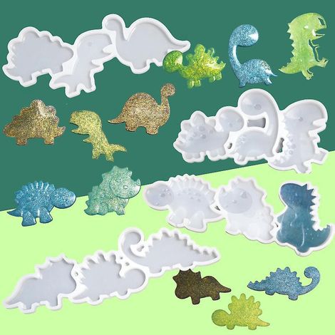 4pcs-moule Goutte Dinosaure Cartoon Moule Chocolat Fromage Lollipop Moule En Silicone Diy Bijoux Moule Insert Pour Gteau (1/5)