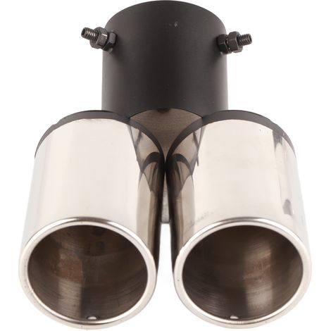 Embout d'échappement universel arrondi double tube incurvé en acier inoxydable pour voiture (1/5)
