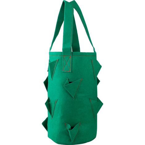 Sacs de culture pour fraisiers avec poignées, 11 trous, culture verticale, suspension, en feutre, 38 x 22 cm, vert