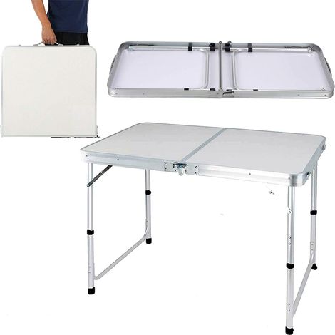 Table pliante en aluminium 120cm Party Garden barbecue table de camping 3 hauteur (70 / 62 / 55cm) (1/5)
