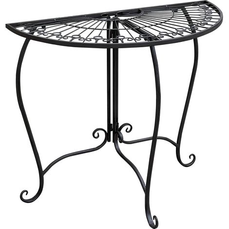 Metall Beistelltisch halbrund schwarz - 80 x 71 cm - Wandtisch im Romantic Vintage Design