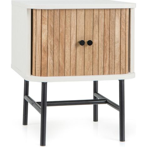 Comodino con ante scorrevoli contenitore 40x39x49 cm bianco
