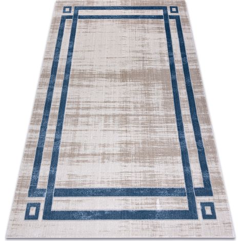 Tapis NOBLE moderne 1539 68 Cadre vintage - Structural deux niveaux de molleton crème / bleu beige 140x190 cm