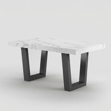 Tavolo da pranzo allungabile moderno gambe antracite 140/220x90 Tokyo - Effetto marmo bianco