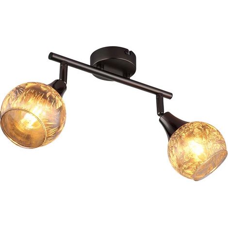 Spotleuchte Deckenlampe Spotleiste E14 Glas geeist verstellbar schwarz-chrom