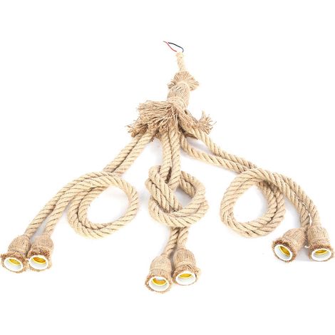 Culot E27, câble en chanvre de 1 m, fil électrique, suspension décorative à monter soi-même, avec douille à 6 branches. (1/5)